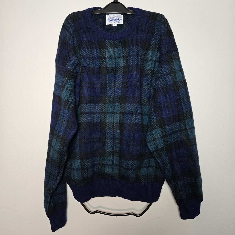 Vintage Perry Ellis America Wool Plaid Sweater